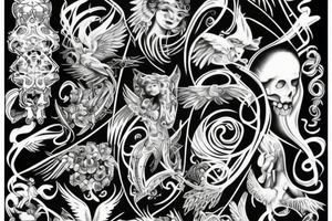 angel and devil combined tattoo idea