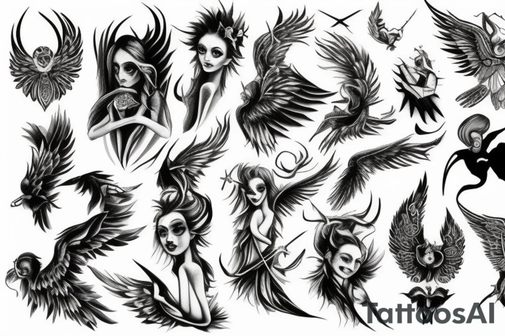 angel and devil combined tattoo idea