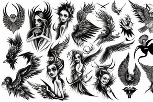 angel and devil combined tattoo idea