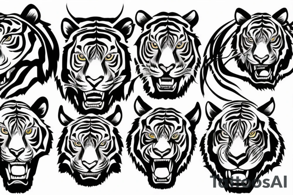 Linea Tiger indigeonus mask tattoo idea
