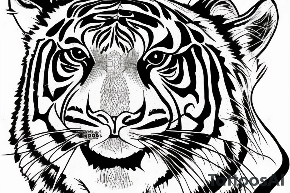 Linea Tiger indigeonus mask tattoo idea