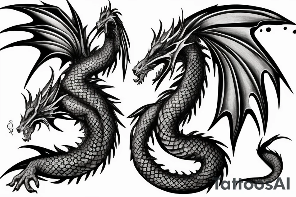 dragon, realist, jakuza, black and white tattoo idea