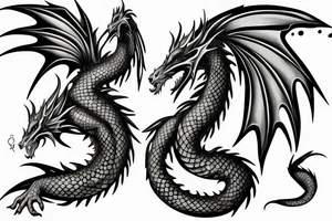 dragon, realist, jakuza, black and white tattoo idea