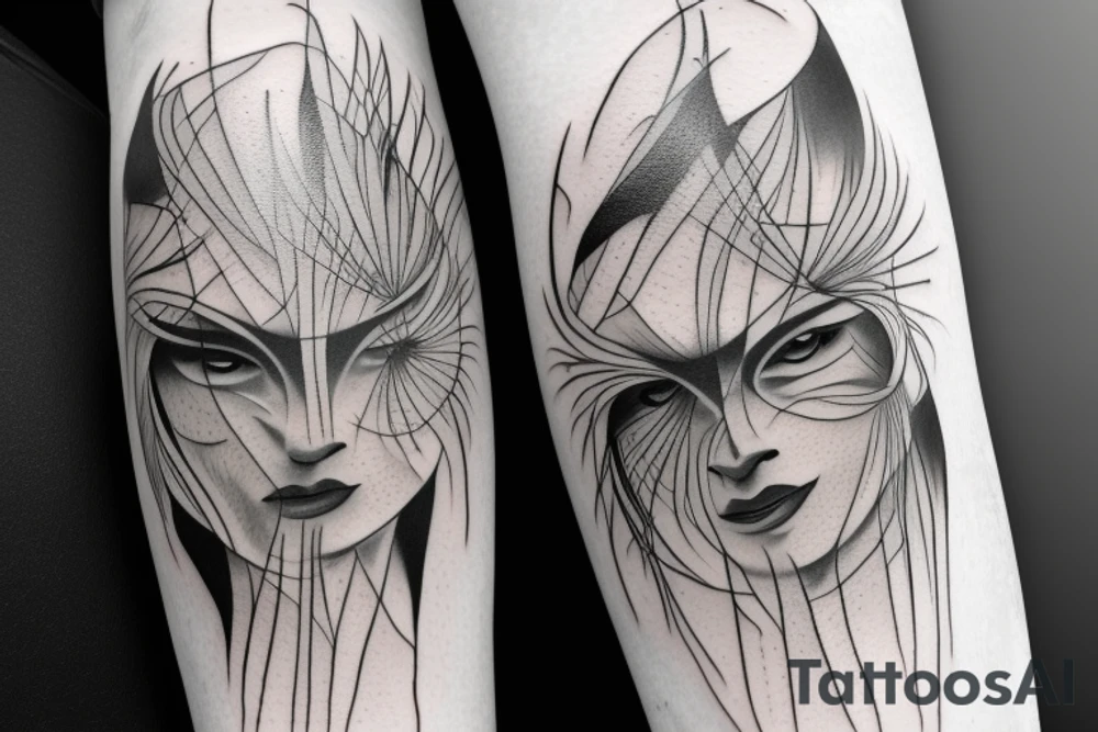 Black and white ronin walking

 in mist tattoo idea