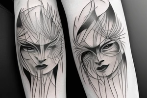 Black and white ronin walking

 in mist tattoo idea