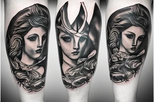 Greek mythology leg sleeve tattoo idea