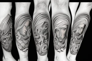 Greek mythology leg sleeve tattoo idea