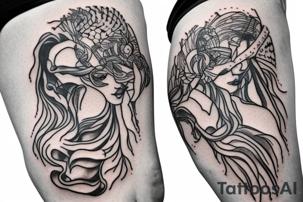 Greek mythology leg tattoo idea