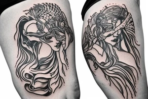 Greek mythology leg tattoo idea