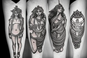 Greek mythology leg tattoo idea