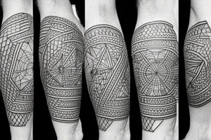 Geometry mythology leg tattoo idea