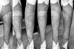 Geometry mythology leg tattoo idea