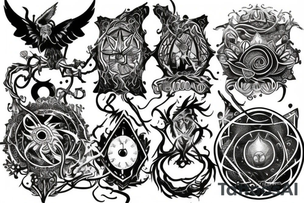 magic fantasy time peice  on the upper chest tattoo idea