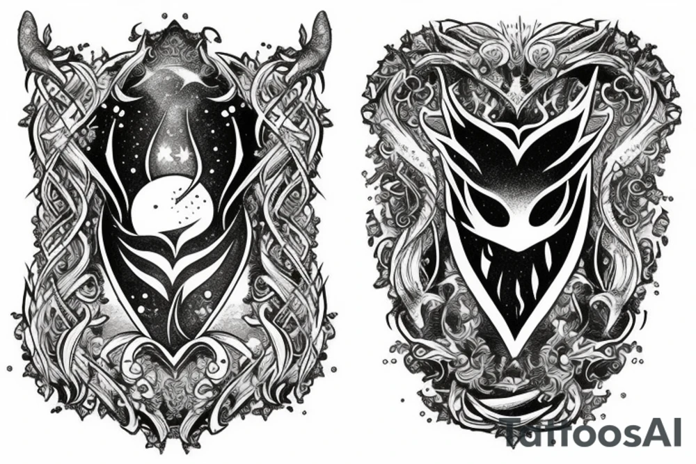 magic fantasy time peice  on the upper chest tattoo idea