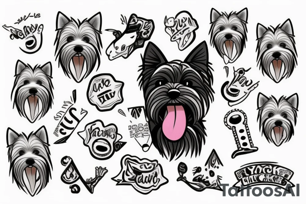 Yorkie with his tongue out tattoo idea