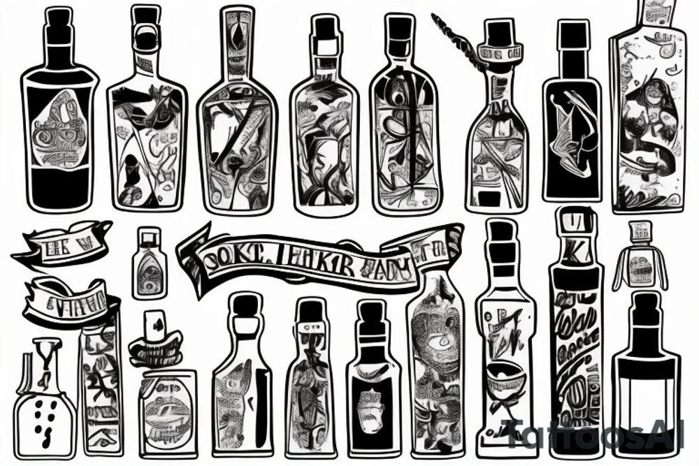 Anti alcohal sober bottle tattoo idea