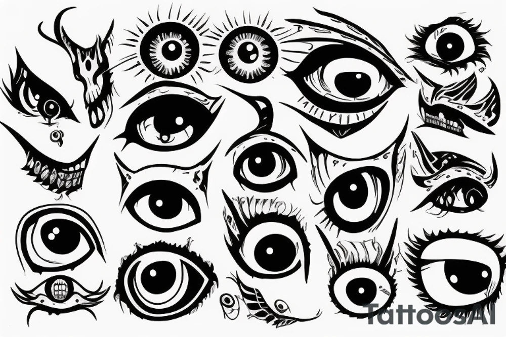 Demon eyes back tattoo idea