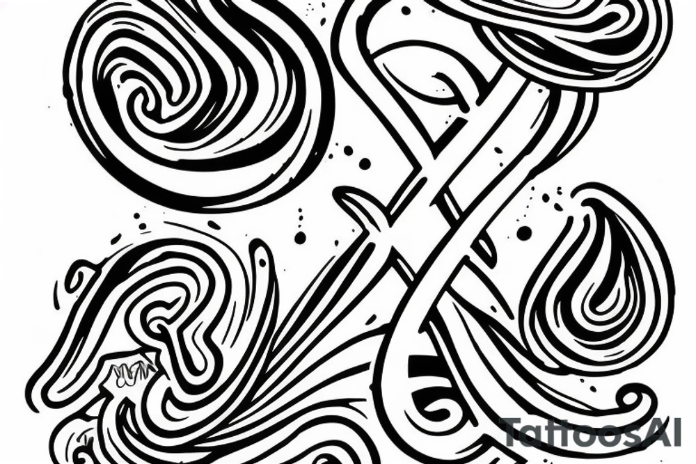 Hourglass with chains around them, with waves and sand inside tattoo idea