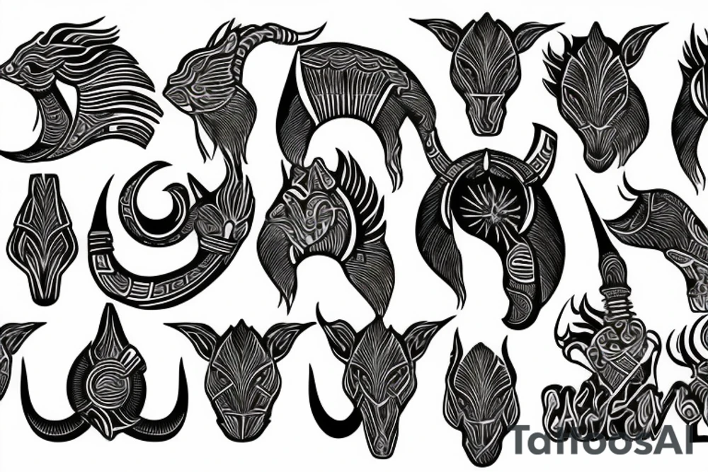 Full back Saggitarius capricorn tattoo idea