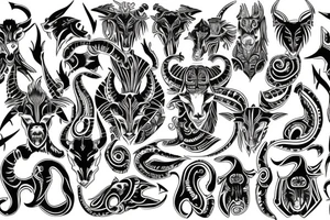 Full back Saggitarius capricorn cancer tribal tattoo idea