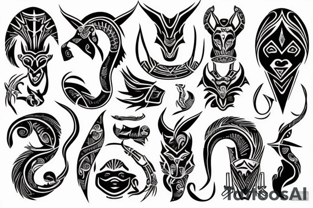 Full back Saggitarius capricorn cancer tribal tattoo idea