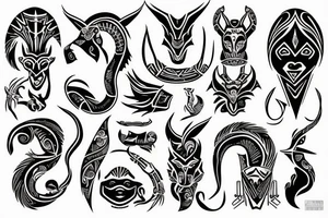 Full back Saggitarius capricorn cancer tribal tattoo idea