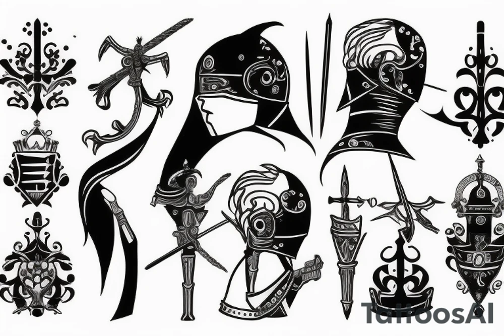 Fine line knight tattoo idea