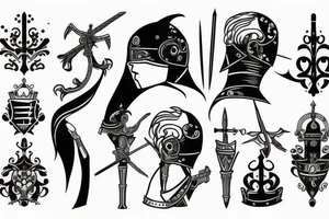 Fine line knight tattoo idea