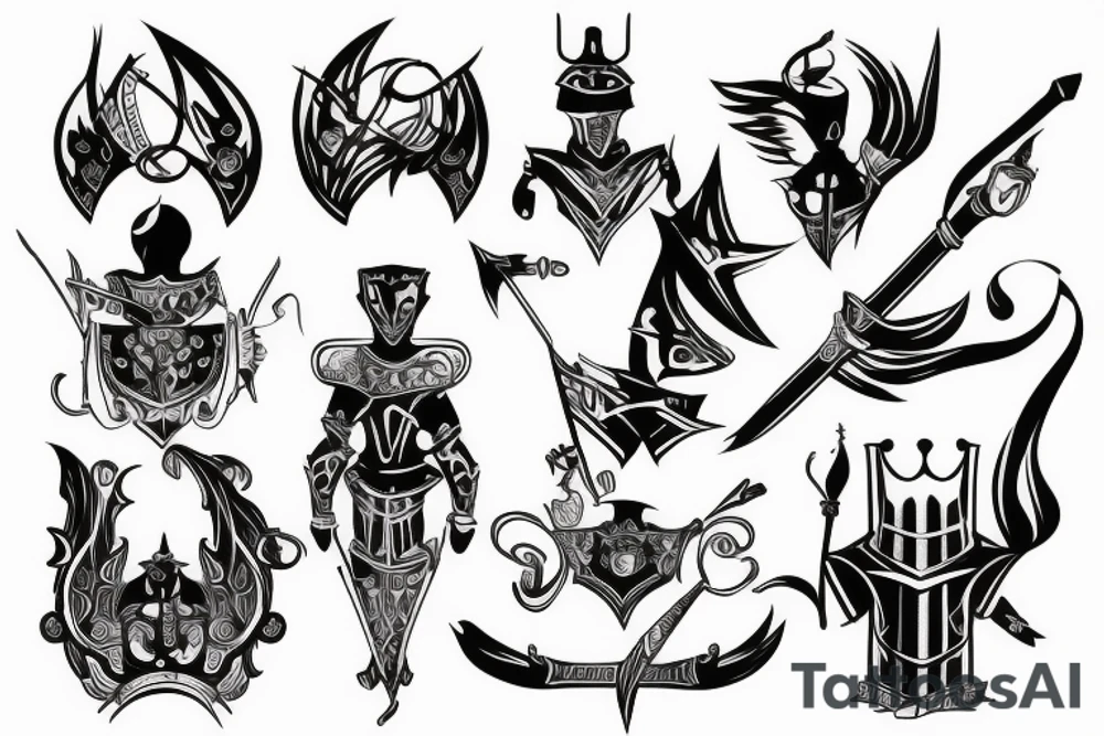 Fine line knight tattoo idea