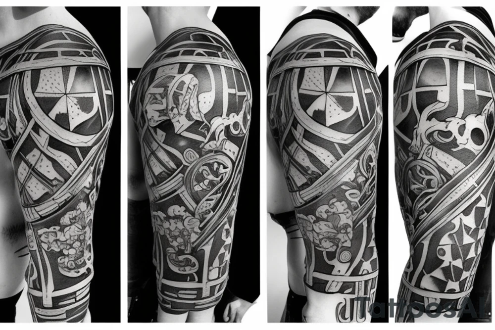 Fine line  middle age knight tattoo idea
