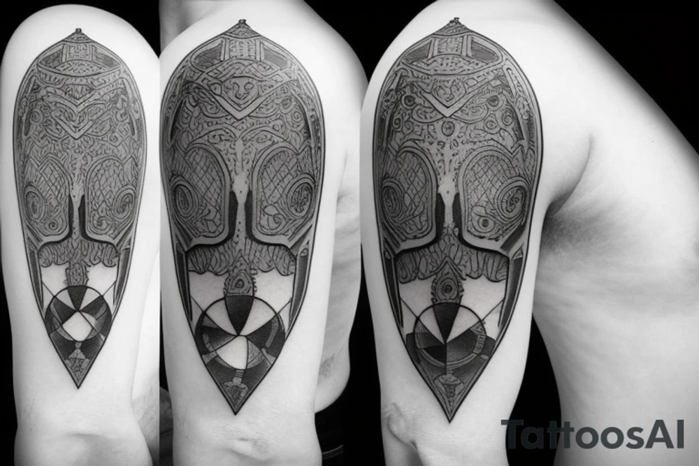 Fine line  middle age knight tattoo idea