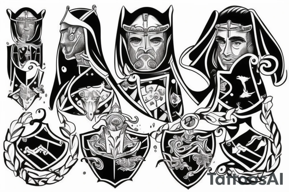 Fine line  middle age knight tattoo idea