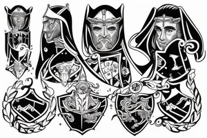 Fine line  middle age knight tattoo idea