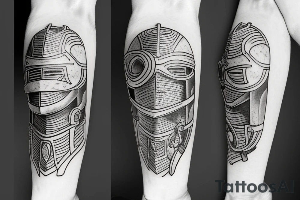 Fine line  middle age knight tattoo idea