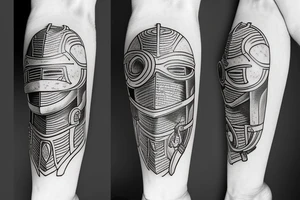 Fine line  middle age knight tattoo idea