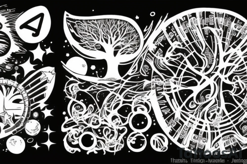 big tree, space, infinity tattoo idea