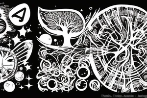 big tree, space, infinity tattoo idea