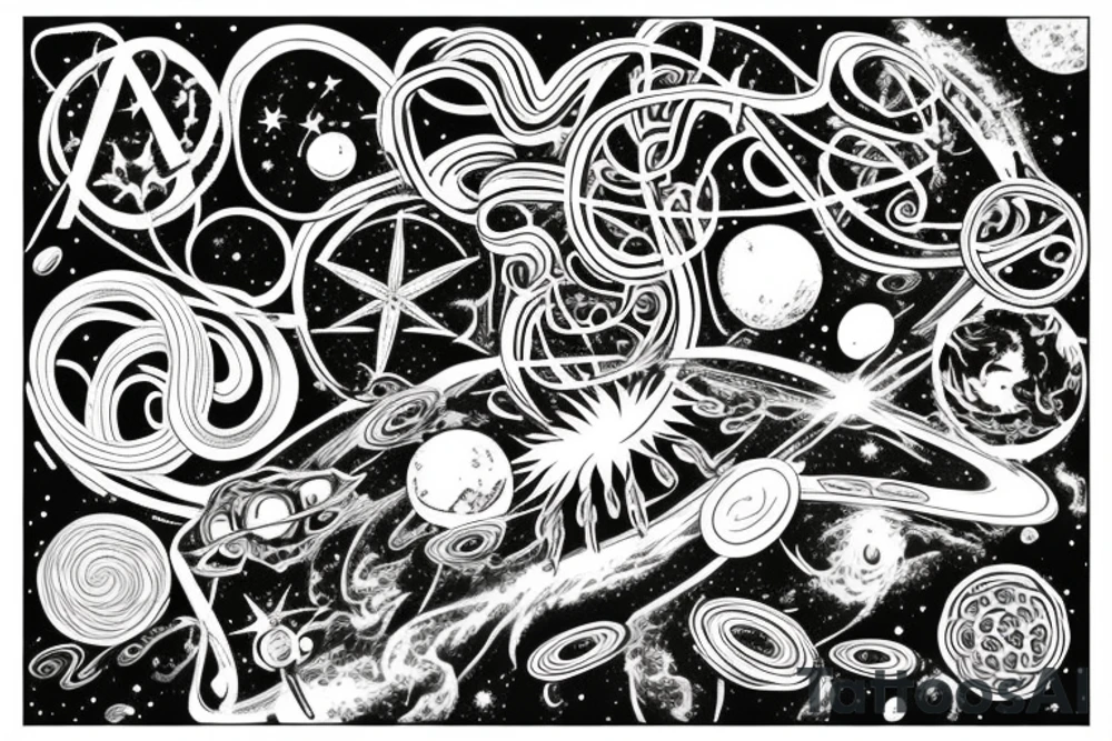 big tree, space, infinity tattoo idea