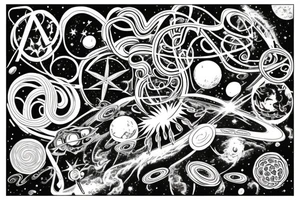 big tree, space, infinity tattoo idea