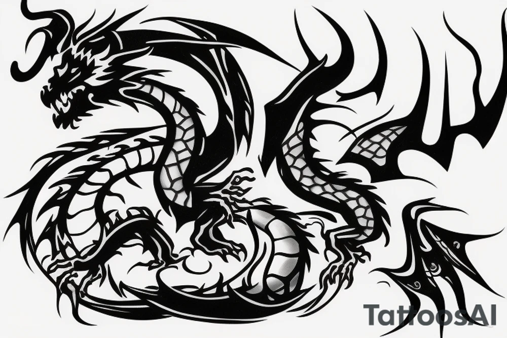 Dragon fire balance self power mental 3d tattoo idea