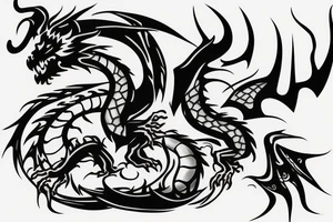 Dragon fire balance self power mental 3d tattoo idea