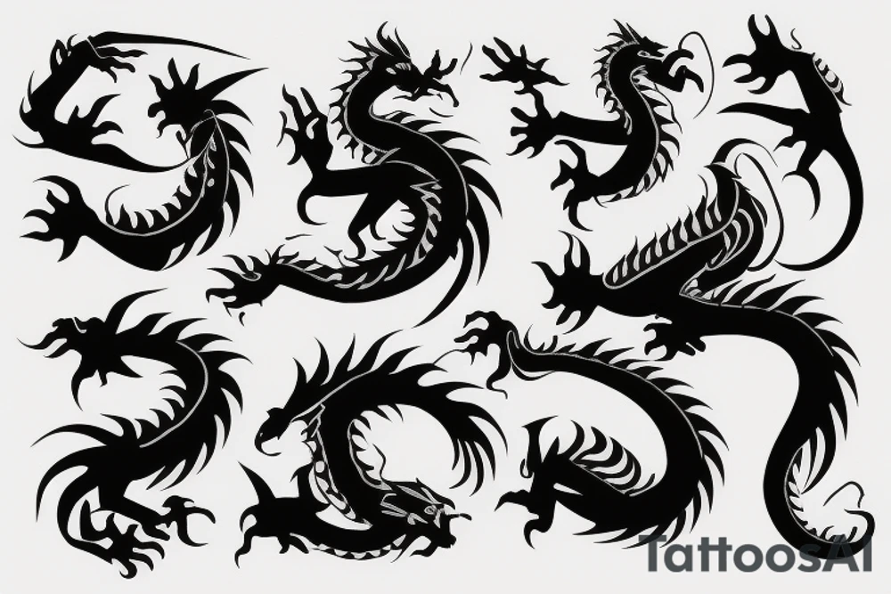Dragon fire balance self power mental 3d tattoo idea