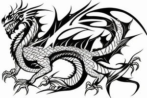 Dragon fire balance self power mental 3d tattoo idea