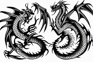 Dragon fire balance self power mental 3d tattoo idea