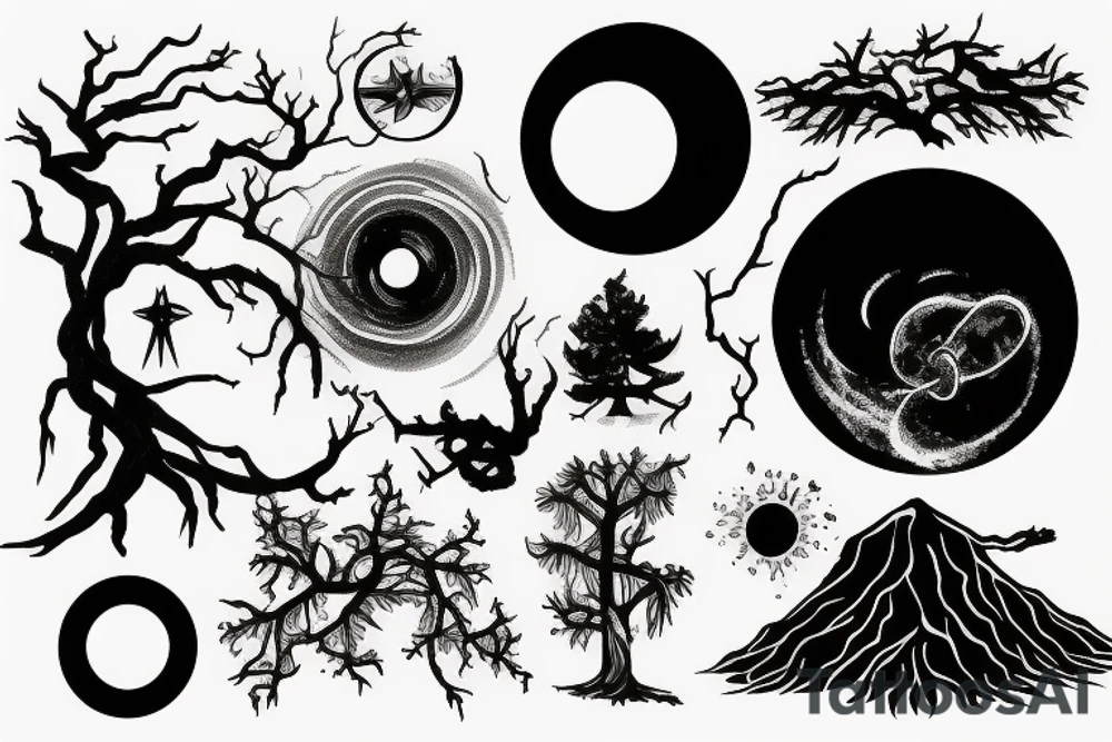 black hole and tree tattoo idea