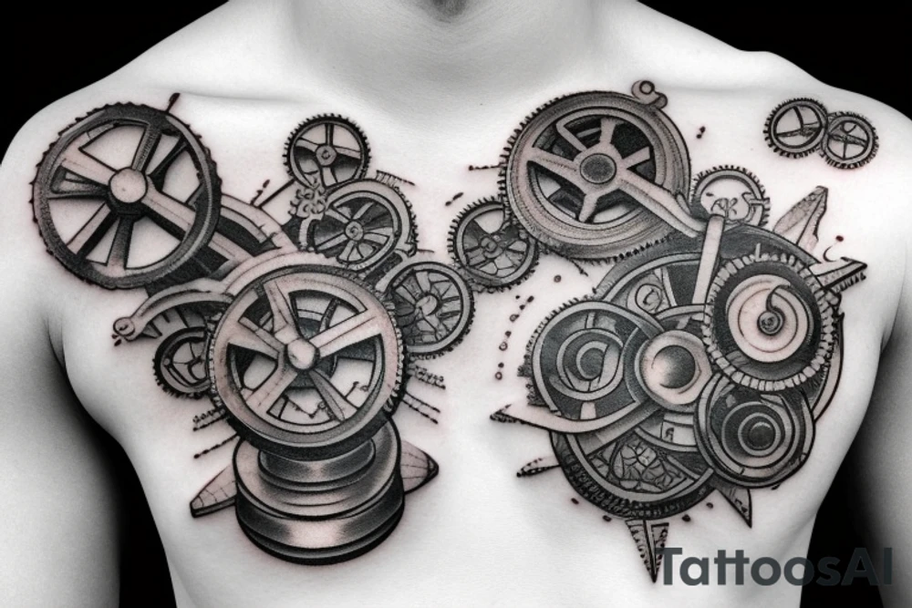 3d gears scale balance light tattoo idea