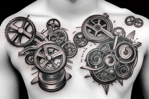 3d gears scale balance light tattoo idea
