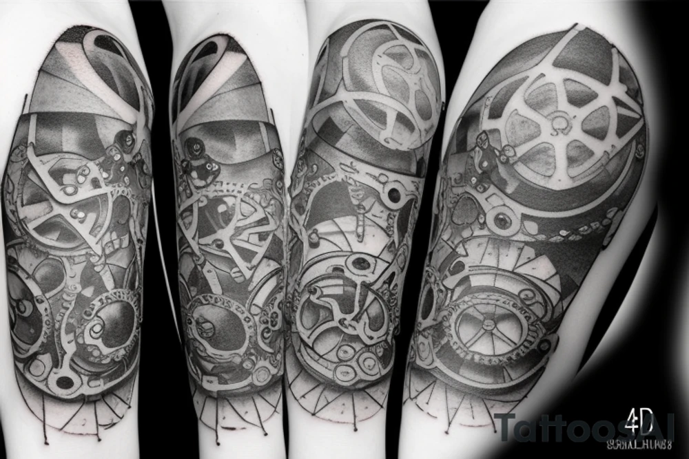 3d gears scale balance light tattoo idea