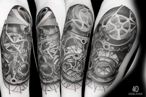 3d gears scale balance light tattoo idea