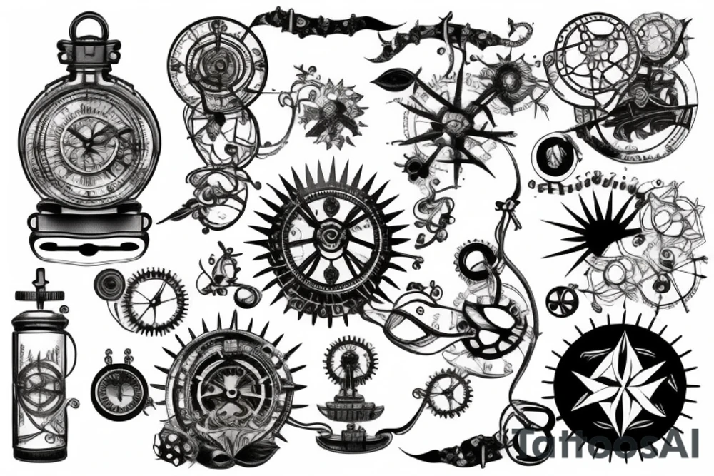 Steampunk sunborn tattoo idea
